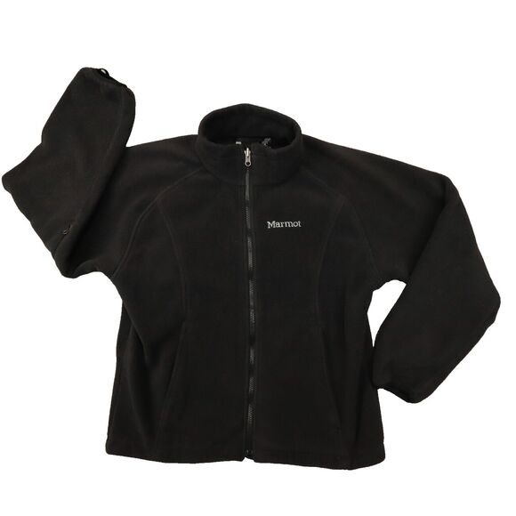 Marmot Women's Black Fuzzy Fleece Jacket Full‎ Zip Long Sleeve Size Medium - Picture 1 of 10